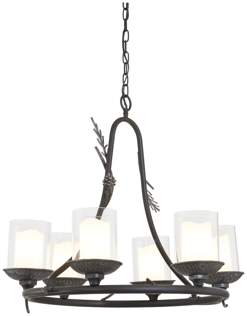 Ponderosa Ridge 6-Light Chandelier in Weathered Spruce w/Silver Highlights