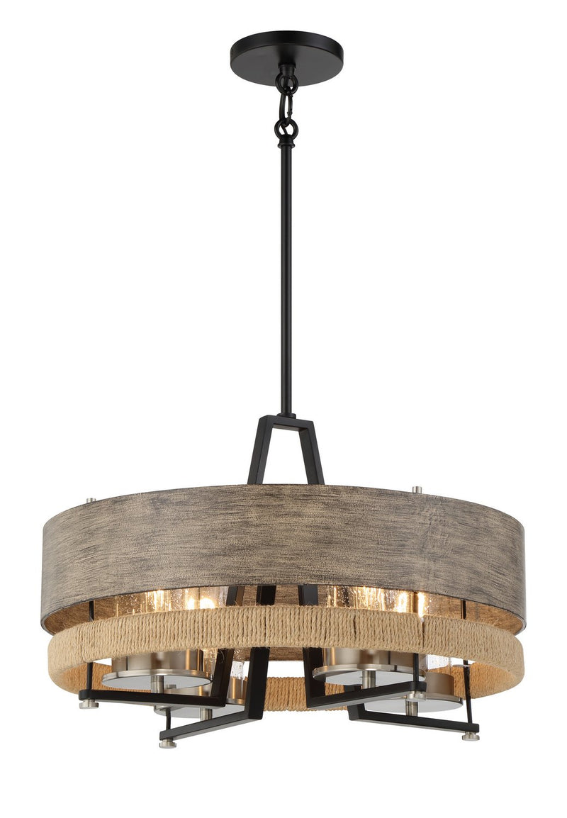 Silver Creek 4-Light Convertible Pendant in Stone Grey, Coal and Brushed Nickel