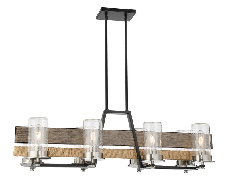 2768-733 - Silver Creek 8-Light Island Pendant in Stone Grey, Coal, & Brushed Nickel by Minka Lavery