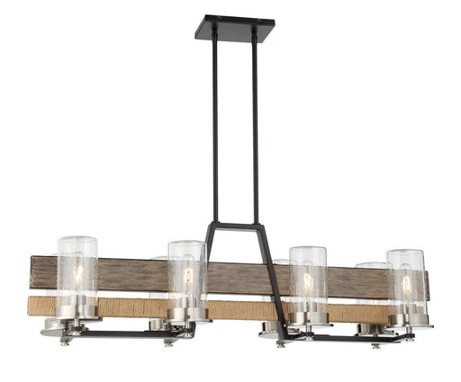 Silver Creek 8-Light Linear Chandelier in Stone Grey, Coal and Brushed Nickel