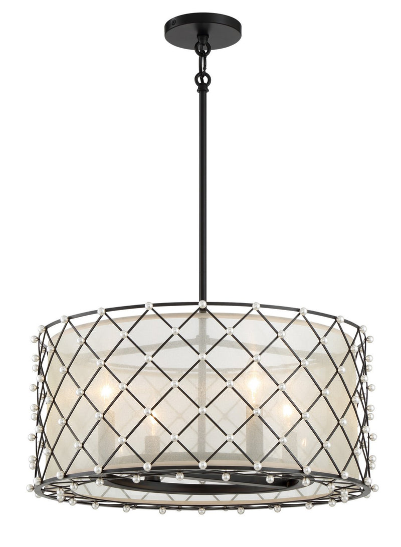 Sheer Elegance 4-Light Convertible Pendant in Coal