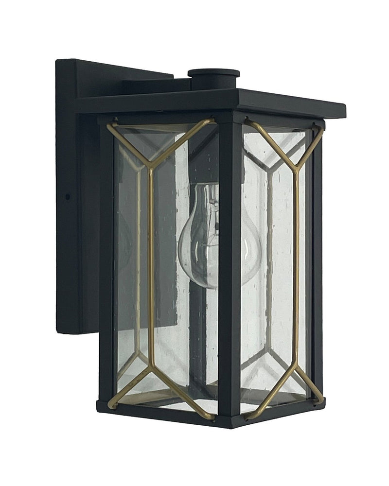 Hillside Manor 5.75" Outdoor Wall Lantern in Sand Coal and Mystic Gold