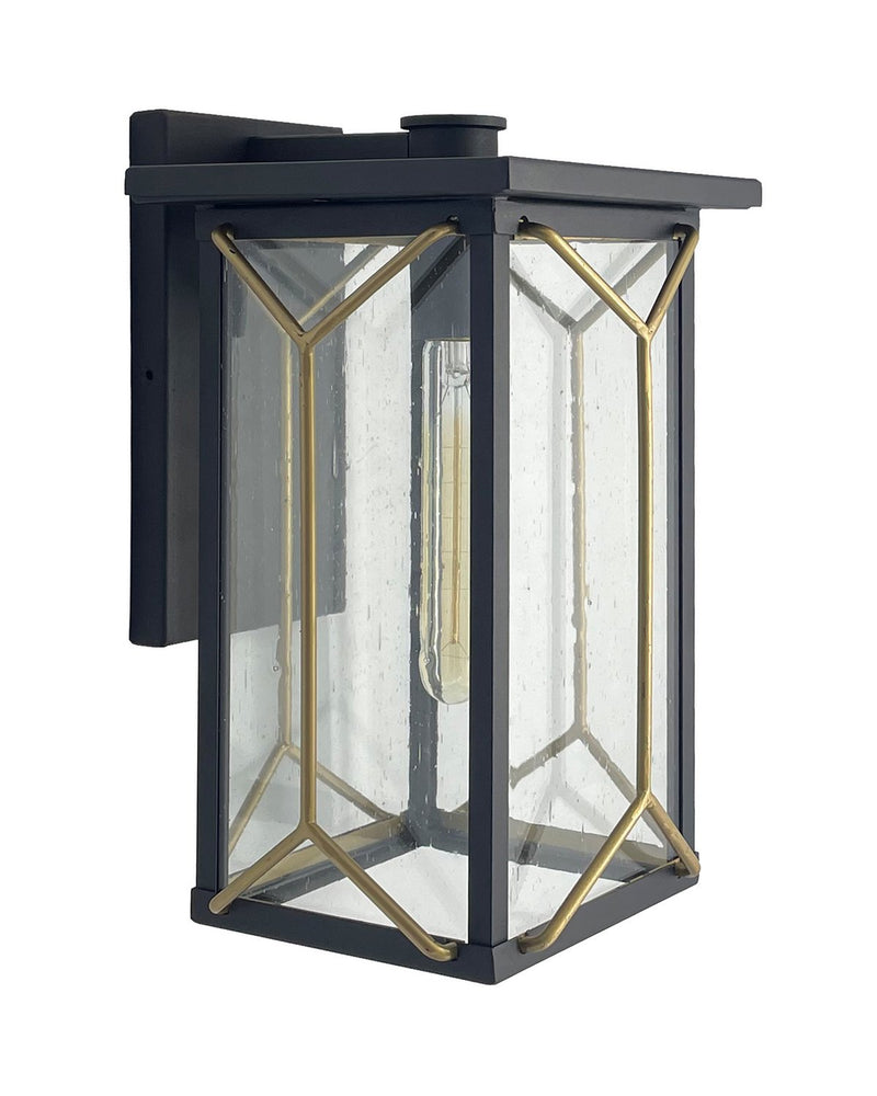 Hillside Manor 8" Outdoor Wall Lantern in Sand Coal and Mystic Gold