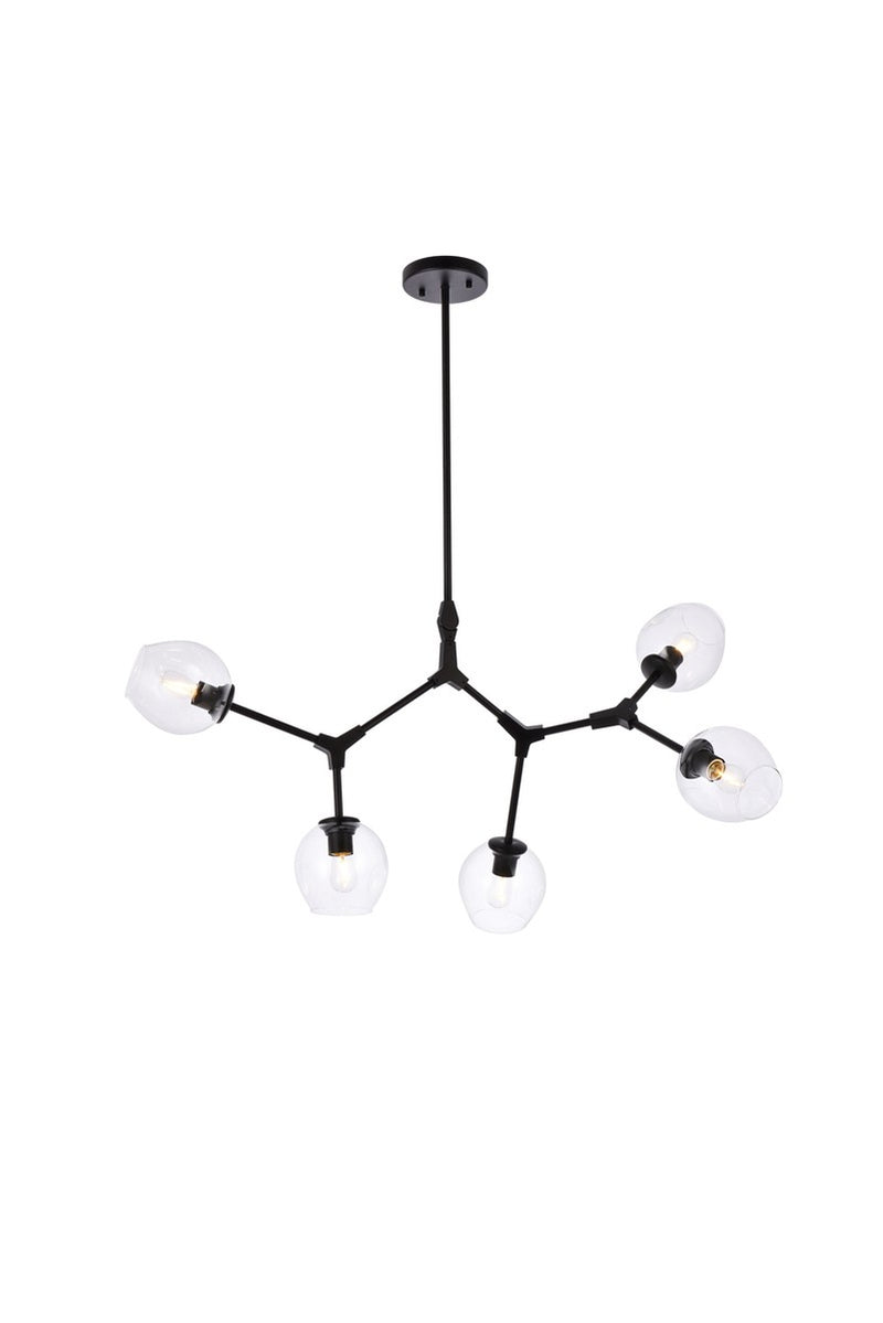 Cavoli Five Light Chandelier in Black & Clear