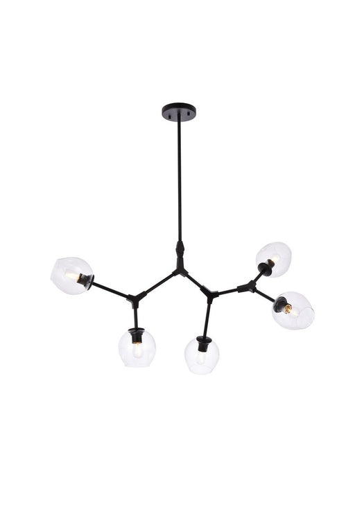 Cavoli Five Light Chandelier in Black & Clear