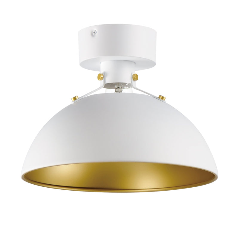 Dawn Flush Mount in White / Satin Brass