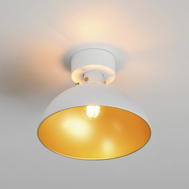 Dawn Flush Mount in White / Satin Brass