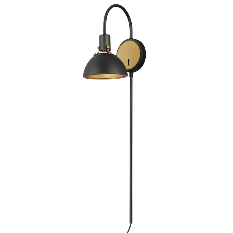 Dawn Pin Up Wall Sconce in Antique Brass / Black