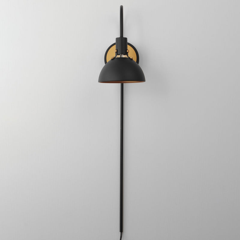 Dawn Pin Up Wall Sconce in Antique Brass / Black