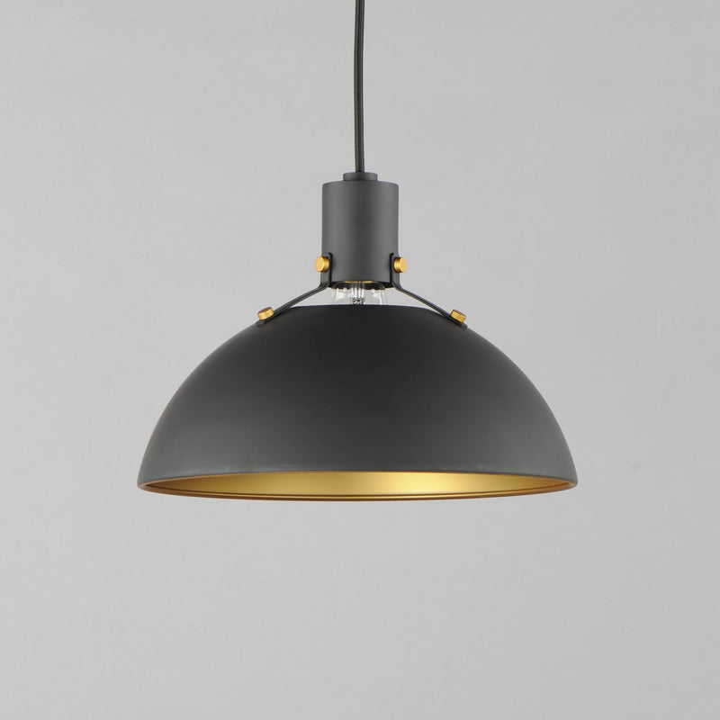 Dawn 12.5" Pendant in Antique Brass / Black
