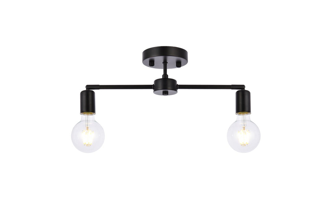 Zane Two Light Flush Mount in Black