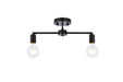 Zane Two Light Flush Mount in Black