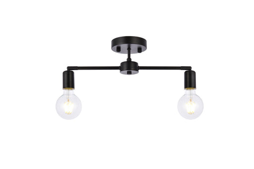 Zane Two Light Flush Mount in Black