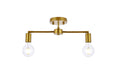Zane Two Light Flush Mount in Brass