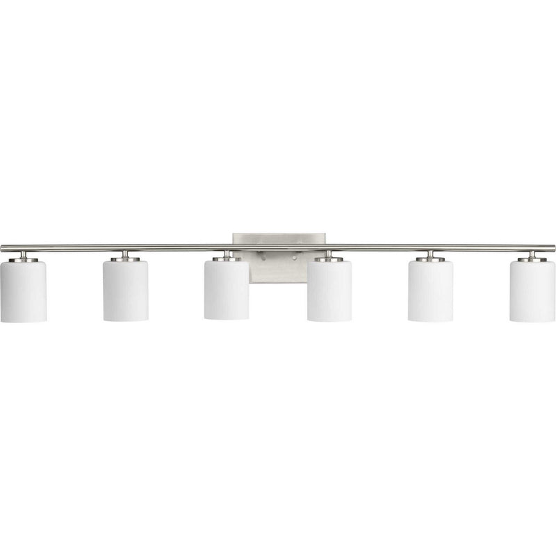 Replay 6-Light Etched Glass Bath Vanity Light in Brushed Nickel