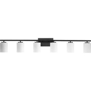 Replay 6-Light Etched Glass Bath Vanity Light in Textured Black