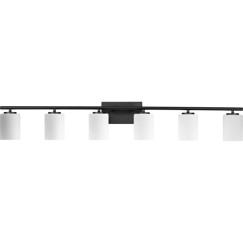 Replay 6-Light Etched Glass Bath Vanity Light in Textured Black