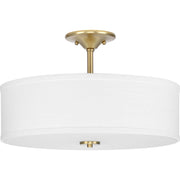 Inspire 3-Light Summer Linen Semi-Flush Mount in Satin Brass