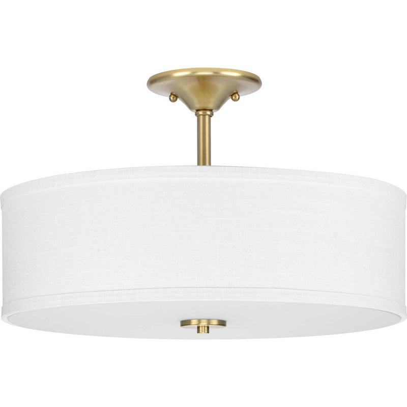 Inspire 3-Light Summer Linen Semi-Flush Mount in Satin Brass