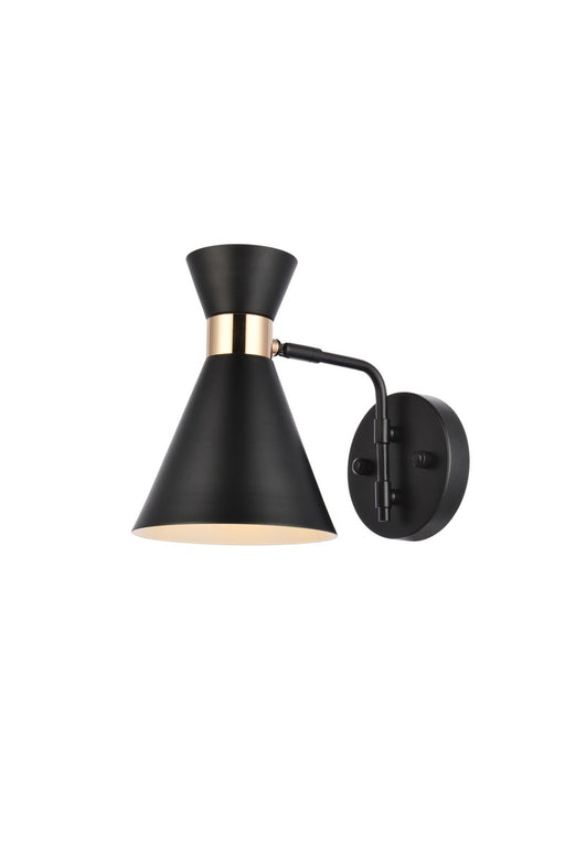 Halycon One Light Wall Sconce in Black & Golden