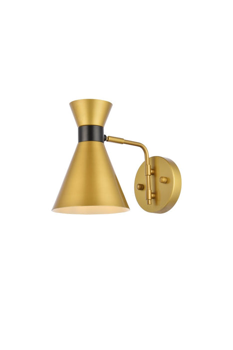 Halycon One Light Wall Sconce in Brass & Black