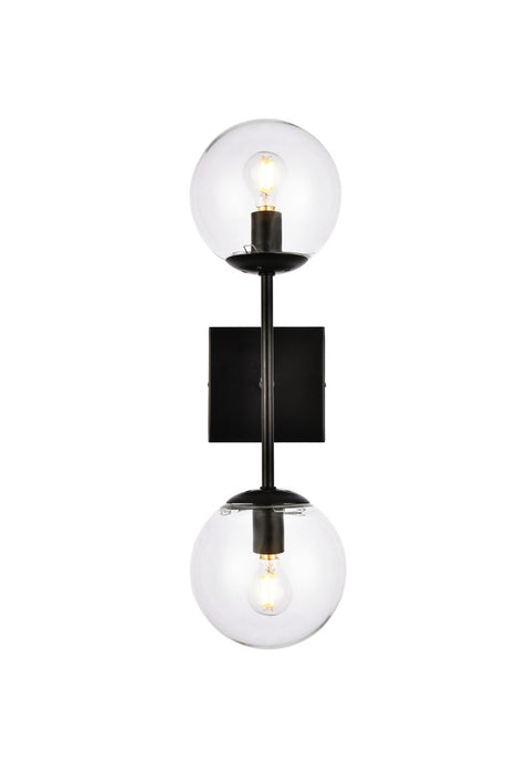 Neri Two Light Wall Sconce in Black & Clear