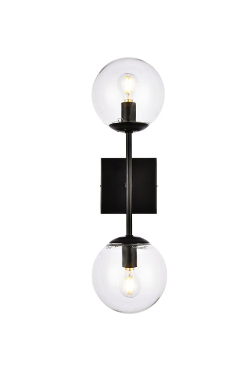 Neri Two Light Wall Sconce in Black & Clear