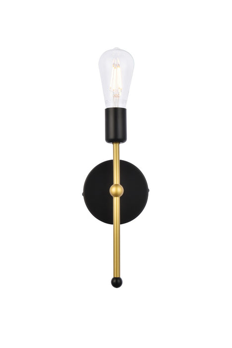Keely One Light Wall Sconce in Black & Brass