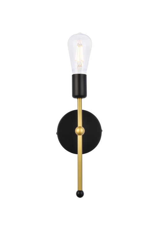 Keely One Light Wall Sconce in Black & Brass