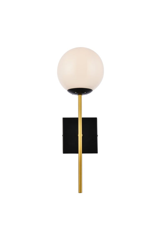 Neri One Light Wall Sconce in Black & Brass & White