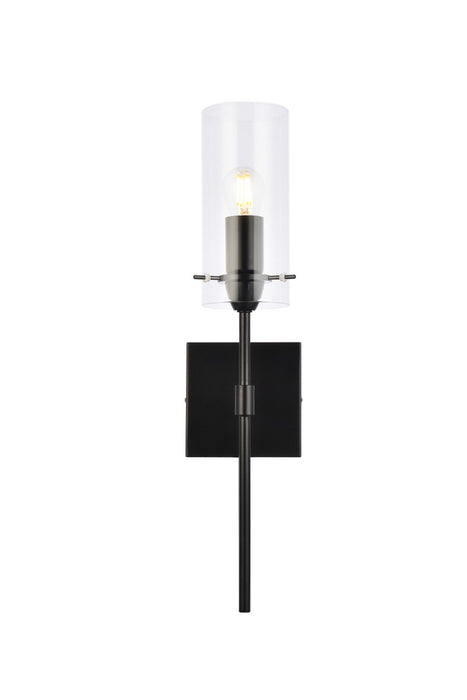 Elsreth One Light Wall Sconce in Black & Clear