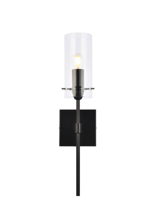 Elsreth One Light Wall Sconce in Black & Clear