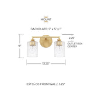 Milan 2-Light Bath Vanity Light in Capital Gold