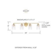 Milan 4-Light Bath Vanity Light in Capital Gold