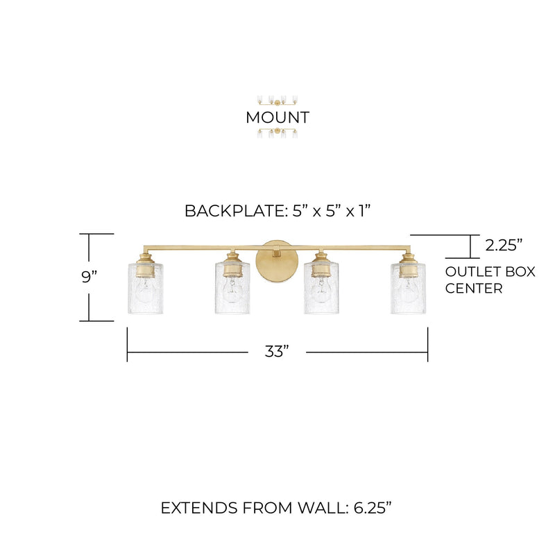 Milan 4-Light Bath Vanity Light in Capital Gold