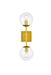 Neri Two Light Wall Sconce in Brass & Clear