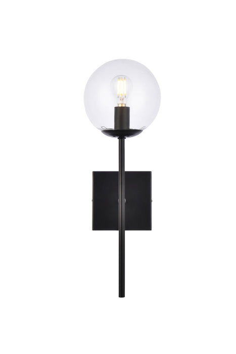 Neri One Light Wall Sconce in Black & Clear