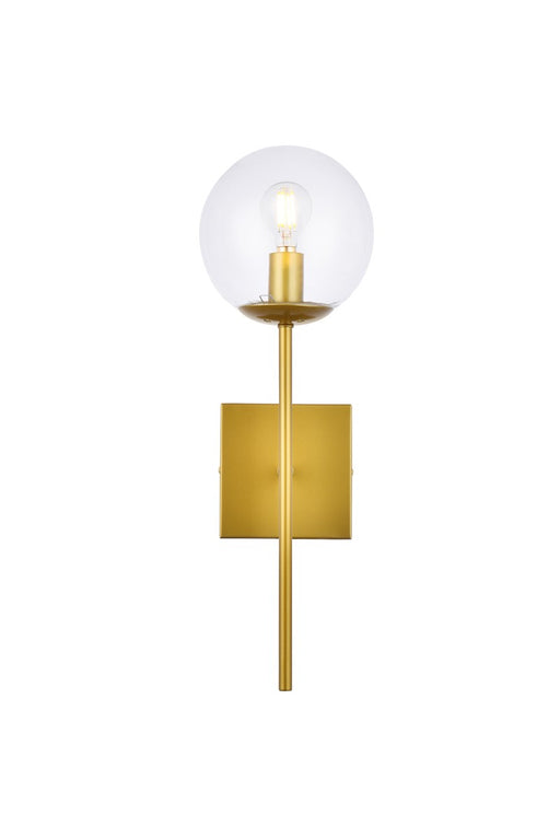 Neri One Light Wall Sconce in Brass & Clear