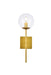 Neri One Light Wall Sconce in Brass & Clear