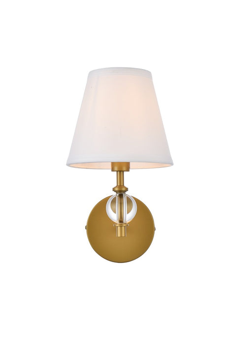 Bethany One Light Bath in Brass & White Fabric Shade