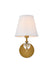Bethany One Light Bath in Brass & White Fabric Shade