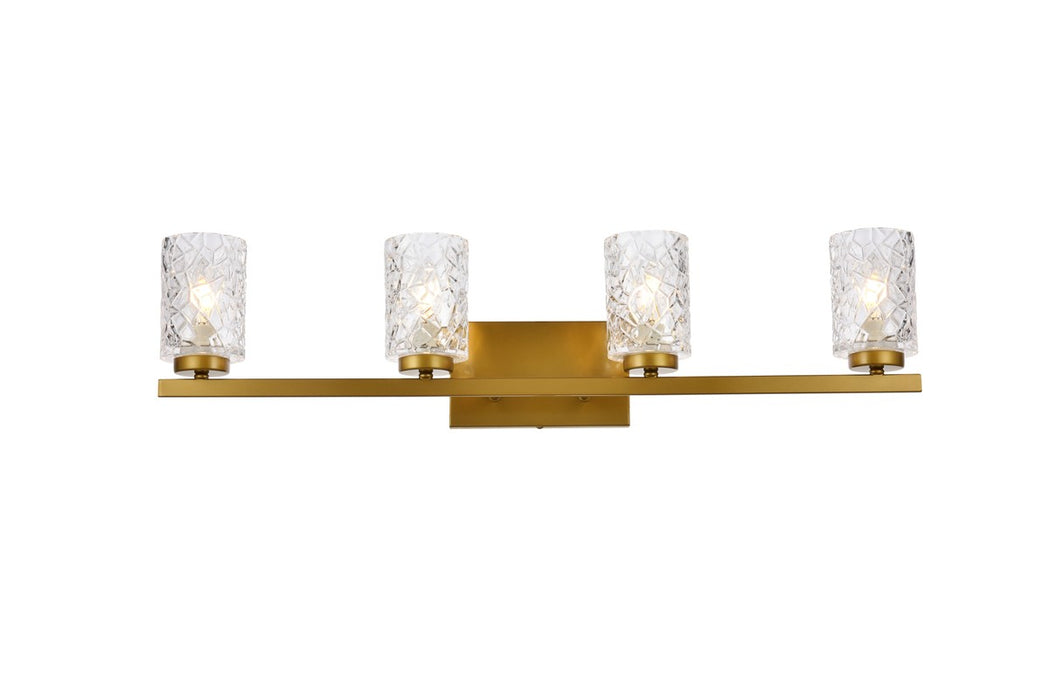 Cassie Four Light Bath in Brass & Clear Shade