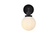 Hanson One Light Bath in Black & Frosted Shade