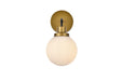 Hanson One Light Bath in Black & Brass & Frosted Shade