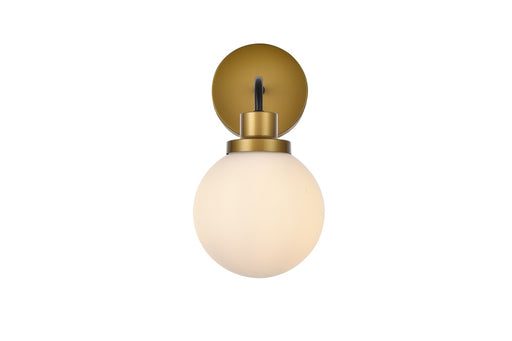 Hanson One Light Bath in Black & Brass & Frosted Shade