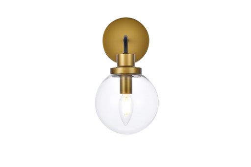 Hanson One Light Bath in Black & Brass & Clear Shade