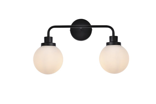 Hanson Two Light Bath in Black & Frosted Shade