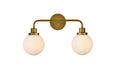 Hanson Two Light Bath in Brass & Frosted Shade