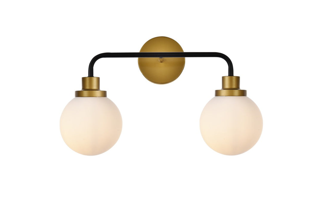 Hanson Two Light Bath in Black & Brass & Frosted Shade