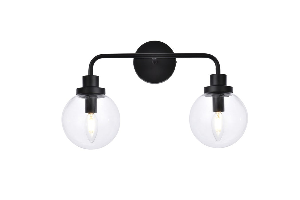 Hanson Two Light Bath in Black & Clear Shade